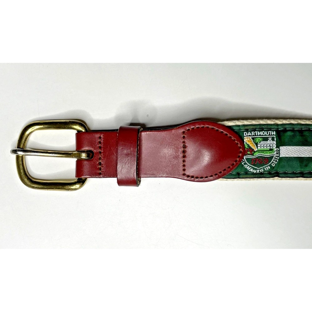 Preston Leather Dartmouth NH Leather Solid Brass Belt Buckle Size 44 Vintage - Picture 2 of 7